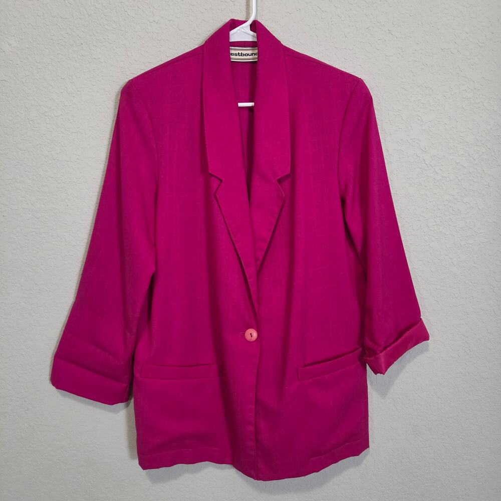 Westbound Vintage Blazer Womens Size M Pink Oversized 80s Statement Colorful USA